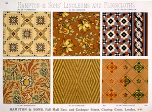 Hampton & Sons Designs per linoleum e pavimenti, fine XIX secolo da English School