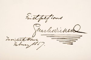 Scrittura e firma di Charles Dickens, 1857 da English School