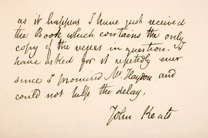 Scrittura e firma di John Keats da English School