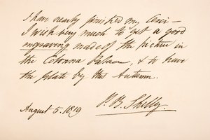 Scrittura e firma di Percy Bysshe Shelley, 1819 da English School
