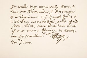 Scrittura e firma di Samuel Pepys, 1700