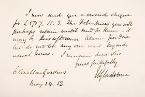 Scrittura e firma di William Eward Gladstone da English School