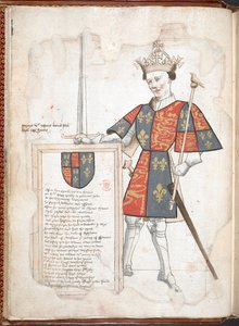 Harley 4205 f.7v Un re inglese in armatura e tabarro (Enrico V) dal 