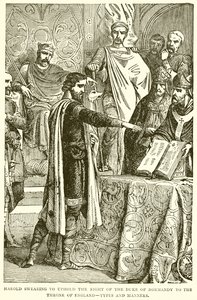 Harold giura di sostenere il diritto del Duca di Normandia al trono d