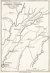 La Marcia di Havelock da Allahabad a Cawnpore, luglio e agosto 1857, da Cassells Illustrated History of England da English School