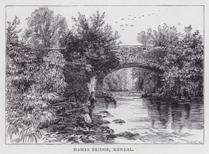 Ponte di Hawes, Kendal (incisione) da English School