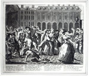 Lui e i suoi compagni ubriachi scatenano una rivolta a Covent Garden, da una serie pirata basata su 