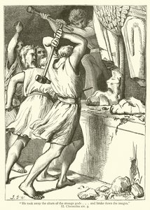 "Rimosse gli altari degli dèi stranieri... e distrusse le immagini", II, Cronache, xiv, 3 (incisione)