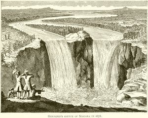 Schizzo di Hennepin delle Cascate del Niagara nel 1678