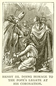 Enrico III rende omaggio al legato papale alla sua incoronazione da English School