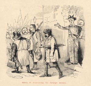 Enrico II (1133-89) che licenzia i baroni stranieri da English School