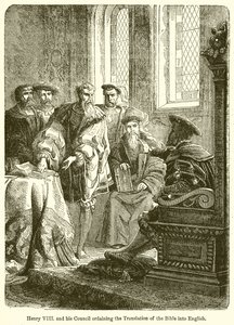 Enrico VIII e il suo consiglio ordinano la traduzione della Bibbia in inglese da English School