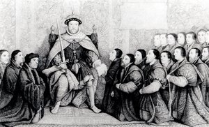 Enrico VIII conferisce la carta ai chirurghi barbieri da English School