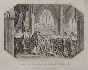 Enrico VI incoronato Re di Francia nella Cattedrale di Notre Dame a Parigi, 1431 da English School