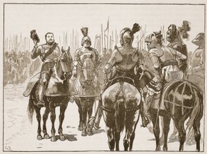 Enrico e gli ufficiali francesi catturati, illustrazione da Cassells Illustrated History of England da English School