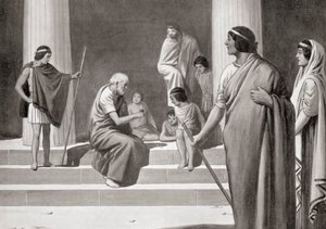 Eraclito che gioca a dadi con i ragazzi per mostrare il suo disprezzo per le occupazioni usuali degli uomini, dalla Storia delle Nazioni di Hutchinson, pub.1915 da English School