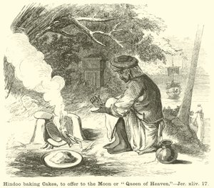Indù che cuoce torte, da offrire alla luna o alla regina del cielo, Geremia, xliv, 17 da English School