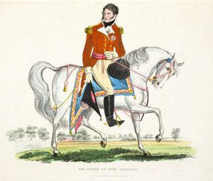 Sua Altezza Reale, Il Principe Reggente di Gran Bretagna, pub. da Richard Evans, inciso da Romney, illustrazione da An Historical Account of the Battle of Waterloo di William Mudford, 1816