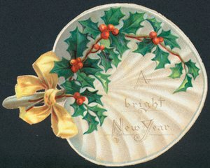 Ventaglio di agrifoglio, biglietto di Capodanno da English School