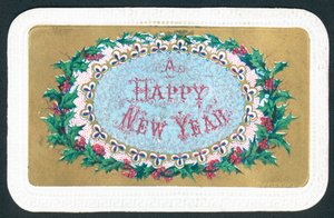 Ghirlanda di agrifoglio, cartolina di Capodanno da English School