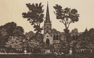 Chiesa della Santissima Trinità, Stratford on Avon (litografia) da English School