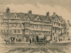 Trasporto trainato da cavalli davanti a Staple Inn da English School