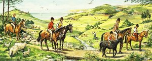 Equitazione in campagna vicino al mare