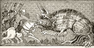 Come Alessandro combatté con la bestia, da una miniatura in un manoscritto del XIII secolo, da 