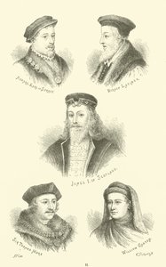 Howard, Conte di Surrey, Vescovo Latimer, Giacomo I di Scozia, Sir Thomas More, William Caxton da English School