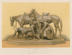 Gruppo di caccia in bronzo del colonnello Siberich, San Pietroburgo (cromolito)