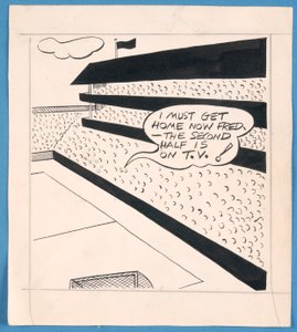 Devo tornare a casa ora Fred - il secondo tempo è in TV!, disegno pubblicato sul London Evening Standard, aprile 1956 da English School