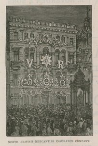 Illuminazioni che adornano gli uffici della North British Mercantile Insurance Company da English School