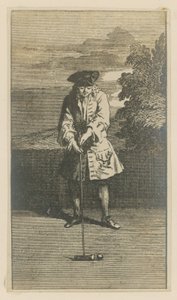 Illustrazione che raffigura un uomo che gioca a croquet