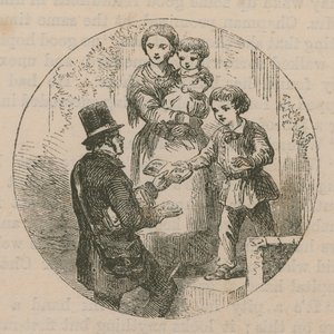 Illustrazione che raffigura un postino che consegna la posta da English School