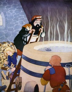 Illustrazione per Il Principe Felice di Oscar Wilde (litografia a colori) da English School