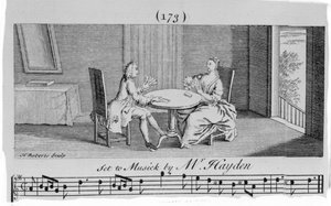 Illustrazione per spartito musicale di Joseph Haydn, inciso da H. Roberts