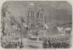 Inaugurazione di Luigi Napoleone, esterno della cattedrale di Notre Dame da English School
