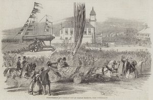 Inaugurazione di un cannone russo a Seaham Harbour, vicino a Sunderland da English School