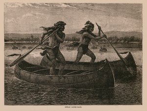 Gara di canoa indiana (incisione)