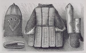 Panoplia indiana composta da elmo, tunica, guanti e scarpe da Bhuj, da La storia dell