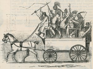 Indiani della tribù Ojibbeway in un autobus di Londra da English School