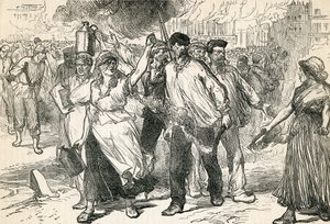 Insorti che devastano le strade di Parigi, tratto da Cassells Illustrated History, 1872