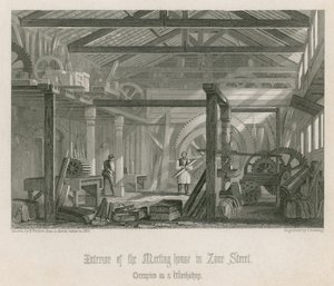 Interno della casa di riunione di John Bunyan in Zoar Street, Gravel Lane, Southwark da English School