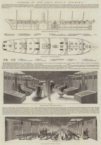 Interno della nave a vapore "The Great Britain" (incisione) da English School