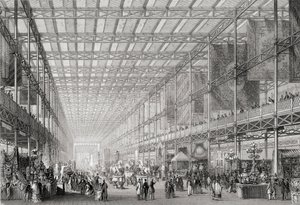 Interno della Grande Esposizione Industriale del 1851 a Hyde Park da Cyclopaedia of Useful Arts & Manufactures, a cura di Charles Tomlinson, c.1880s da English School