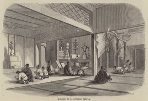 Interno di un tempio giapponese (incisione)