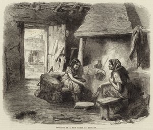 Interno di una capanna di fango a Kildare da English School