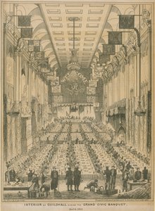 Interno del Guildhall durante il grande banchetto civico, 9 novembre 1837 da English School