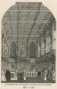 Interno della Camera dei Lord, Westminster, Londra, dal bar da English School