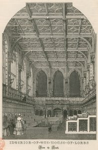 Interno della Camera dei Lord, Westminster, Londra, dal sud da English School